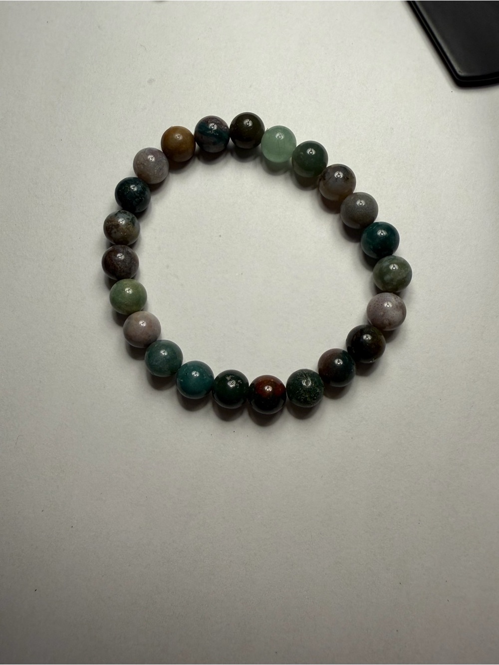 Natural Multi-Green Agate Beaded Stretch Bracelet